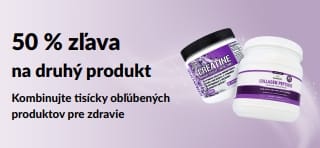 Baner propagujúci 50 % zľavu na druhý produkt
