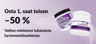 Banner promoting Buy One, Get One 50% off
