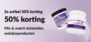 Banner die 2e artikel 50% korting promoot