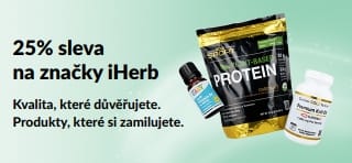 Banner propagující 25% slevu na značky iHerb