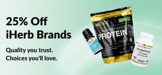 Banner promoting 25% Off iHerb Brands