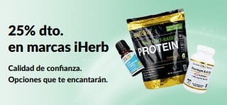 Banner promocional: 25 % de descuento en marcas de iHerb