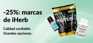 Banner que promociona 25% de descuento en marcas de iHerb