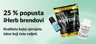 Reklamni natpis koji promovira ponudu 25 % popusta na iHerb brendove