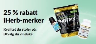 Banner som promoterer 25 % rabatt på iHerb-merker