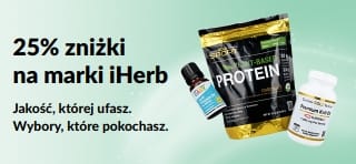 Baner promujący 25% zniżki na marki iHerb