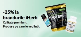 Banner ce promovează -25% la brandurile iHerb.