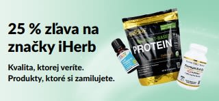 Baner propagujúci 25 % zľavu na značky iHerb