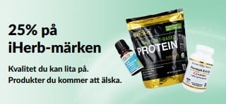 Banner som marknadsför 25% på iHerb-märken