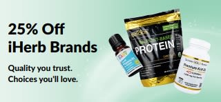 Banner promoting 25% Off iHerb Brands