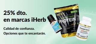 Banner promocional: 25 % de descuento en marcas de iHerb