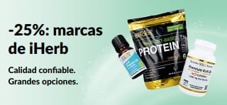 Banner que promociona 25% de descuento en marcas de iHerb