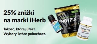 Baner promujący 25% zniżki na marki iHerb