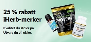 Banner som promoterer 25 % rabatt på iHerb-merker