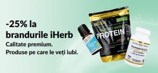 Banner ce promovează -25% la brandurile iHerb.