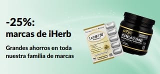 Banner que promociona 25% de descuento en todas las marcas de iHerb