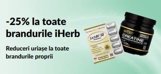 Banner cu 25% reducere la toate brandurile iHerb.