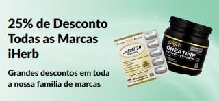 Banner a promover 25% de Desconto em todas as Marcas iHerb