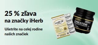 Baner propagujúci 25 % zľavu na všetky značky iHerb