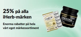 Banner som gör reklam för 25% på alla iHerb-märken
