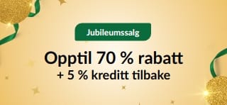 30-årsjubileumssalg: Opptil 70 % rabatt + 5 % kreditt tilbake