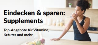 Banner, das tolle Angebote für Nahrungsergänzungsmittel bewirbt