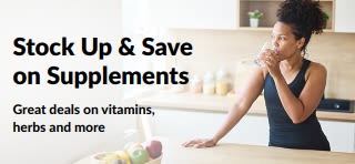 Banner promoting great deals on supplements