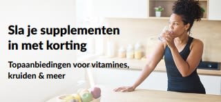 Banner met aantrekkelijke aanbiedingen voor voedingssupplementen.