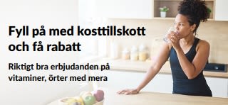 Banner som gör reklam om riktigt bra erbjudanden på kosttillskott.