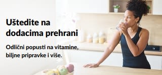 Reklamni natpis koji promovira odlične ponude dodataka prehrani.