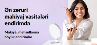 Makiyaj məhsullarında böyük endirimləri təbliğ edən banner