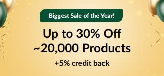 30th Anniversary Sale: Up to 30% off + 5% Credit Back