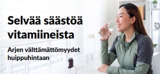 Banneri, joka esittelee upeita vitamiinitarjouksia