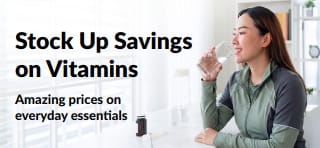 Banner promoting great deals on vitamins