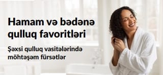 Sevilən hamam və şəxsi qulluq məhsullarında sərfəli fürsətləri nümayiş etdirən banner