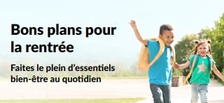 Bannière mettant en avant les bons plans sur les essentiels du quotidien pour la rentrée.