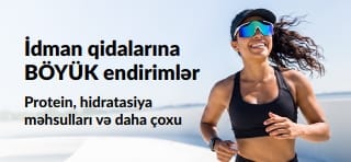Protein, hidratasiya vasitələri və daha çoxu kimi idman qidalarına böyük endirimləri təbliğ edən banner