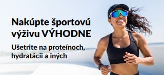 Baner propagujúci skvelé akcie na športovú výživu, ako sú proteíny, hydratácia a iné