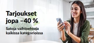 Banneri, jonka mukaan tarjouksista jopa –40 %