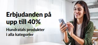 Banner som gör reklam för erbjudanden på upp till 40%