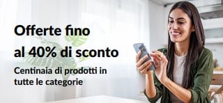 Banner che promuove offerte fino al 40% di sconto 