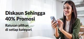 Sepanduk promosi diskaun sehingga 40%