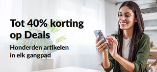 Banner voor aanbiedingen met tot 40% korting