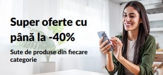 Banner ce promovează super oferte cu până la 40% reducere.