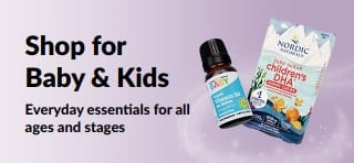 Banner promoting iHerb's everyday essentials for baby and kids