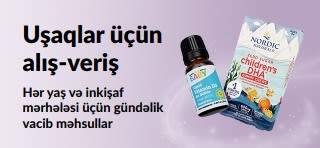 iHerb-ün körpələr və uşaqlar üçün gündəlik vacib məhsullarını təbliğ edən banner