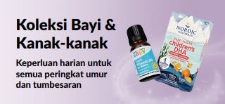 Sepanduk mempromosikan keperluan harian iHerb untuk bayi dan kanak-kanak