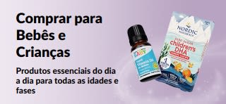 Banner promocional de produtos essenciais do dia a dia da iHerb para bebês e crianças