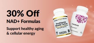 Banner promoting 30% off NAD+ Formulas that support healthy aging and cellular energy