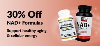 Banner promoting 30% off NAD+ Formulas that support healthy aging and cellular energy